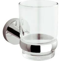 Glashalter Eight mit Wandhalter Glas klar Messing verchromt Evenes
