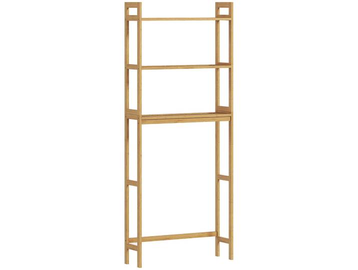 Kleankin Toilettenregal 3-stöckiges Badregal Standregal mit Kippschutz, Bambus, Natur, Naturfarben, Holz, 20x165x68 cm, Badezimmer, Badezimmerregale, Badregale