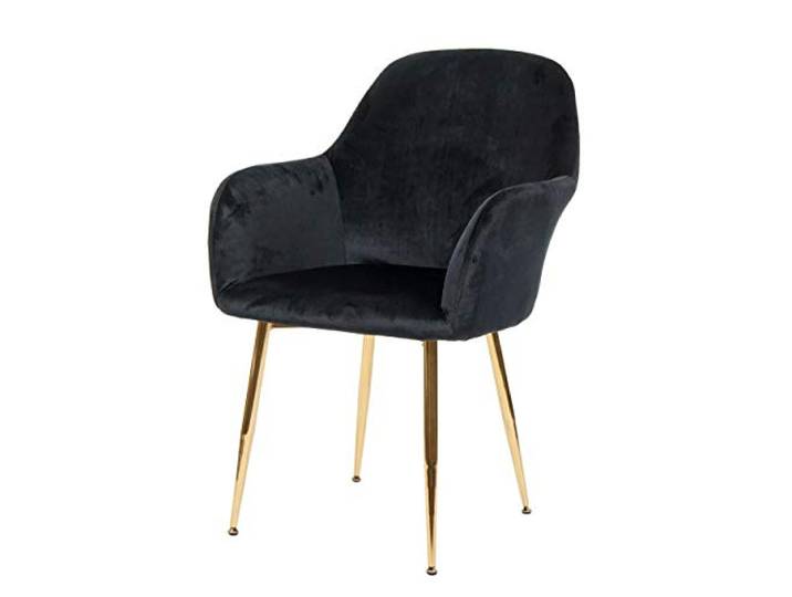 Mendler Esszimmerstuhl HWC-F18 Retro Design - Samt schwarz, goldene Beine