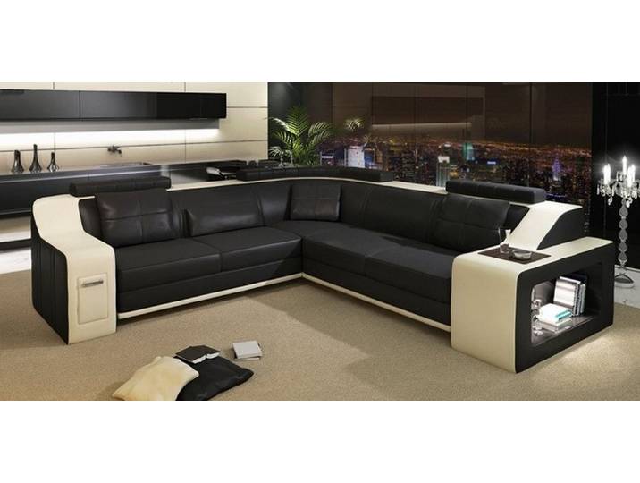 JVmoebel Ecksofa Leder-Textil Sofa mit USB-Funktion und hochwertiger Polsterung, Made in Europa