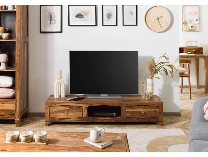 TV-Board Sheesham 160x43x33 braun lackiert ANCONA #112