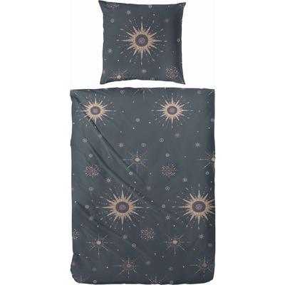 Bettwäsche PRIMERA "Mako-Satin Bettwäsche "Ancient Moon", schwarz, B/L: 155cm x 220cm, 1 Stk., 1 Stk., Mako-Satin, B/L: 80cm x 80cm, 2 Stk., Mako-Satin, Obermaterial: 100% Baumwolle, Bettwäsche, Bettwäsche, Mit modernen Mondsymbolen