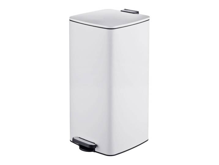 Relaxdays Mülleimer Weiß Tretpedal Softclose 30 l, Metall, Kunststoff, 28x54.5x33 cm, Badaccessoires, Abfalleimer