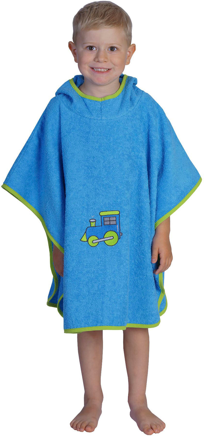 Badeponcho WÖRNER "Lok", blau (ozean), L:60cm, Baumwolle, Hausmäntel, Badeponcho, maschinenwaschbar, trocknergeeignet