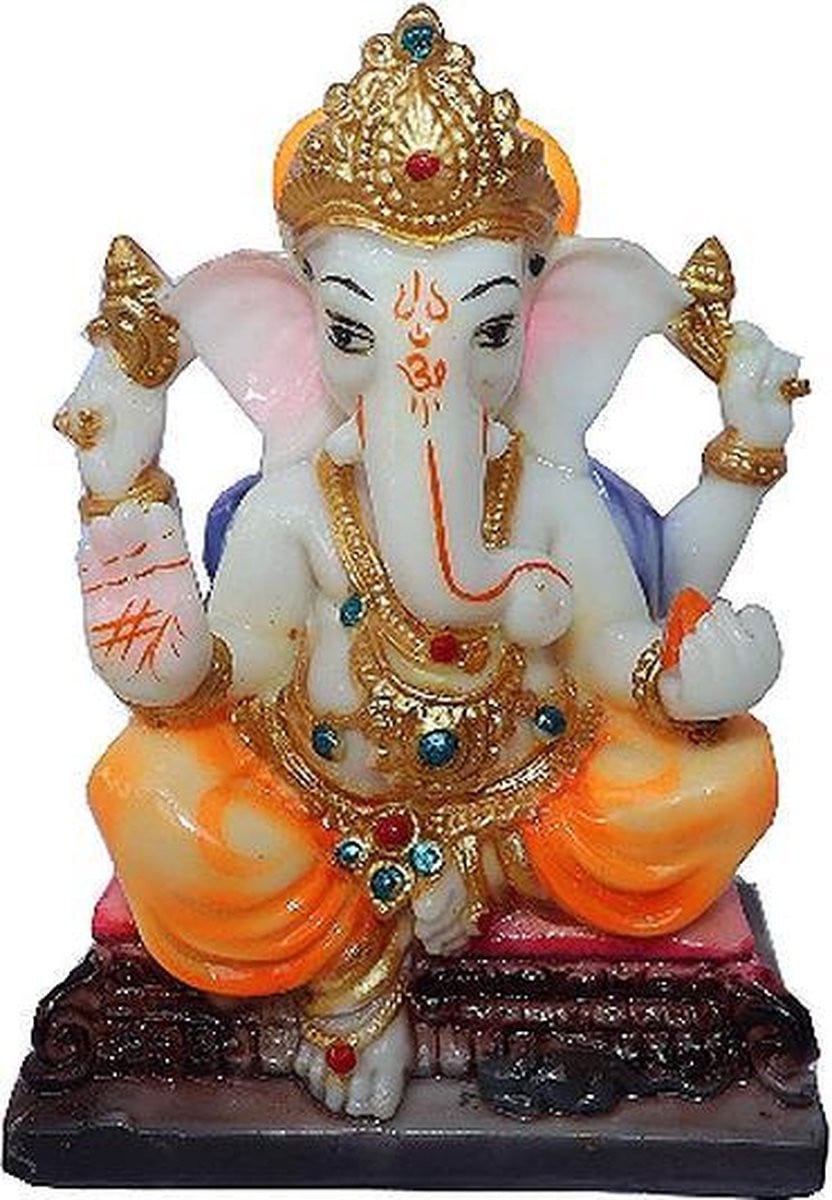 N3 Collecties Marmeren Ganesha-beeld voor op tafel, 15 x 9 cm