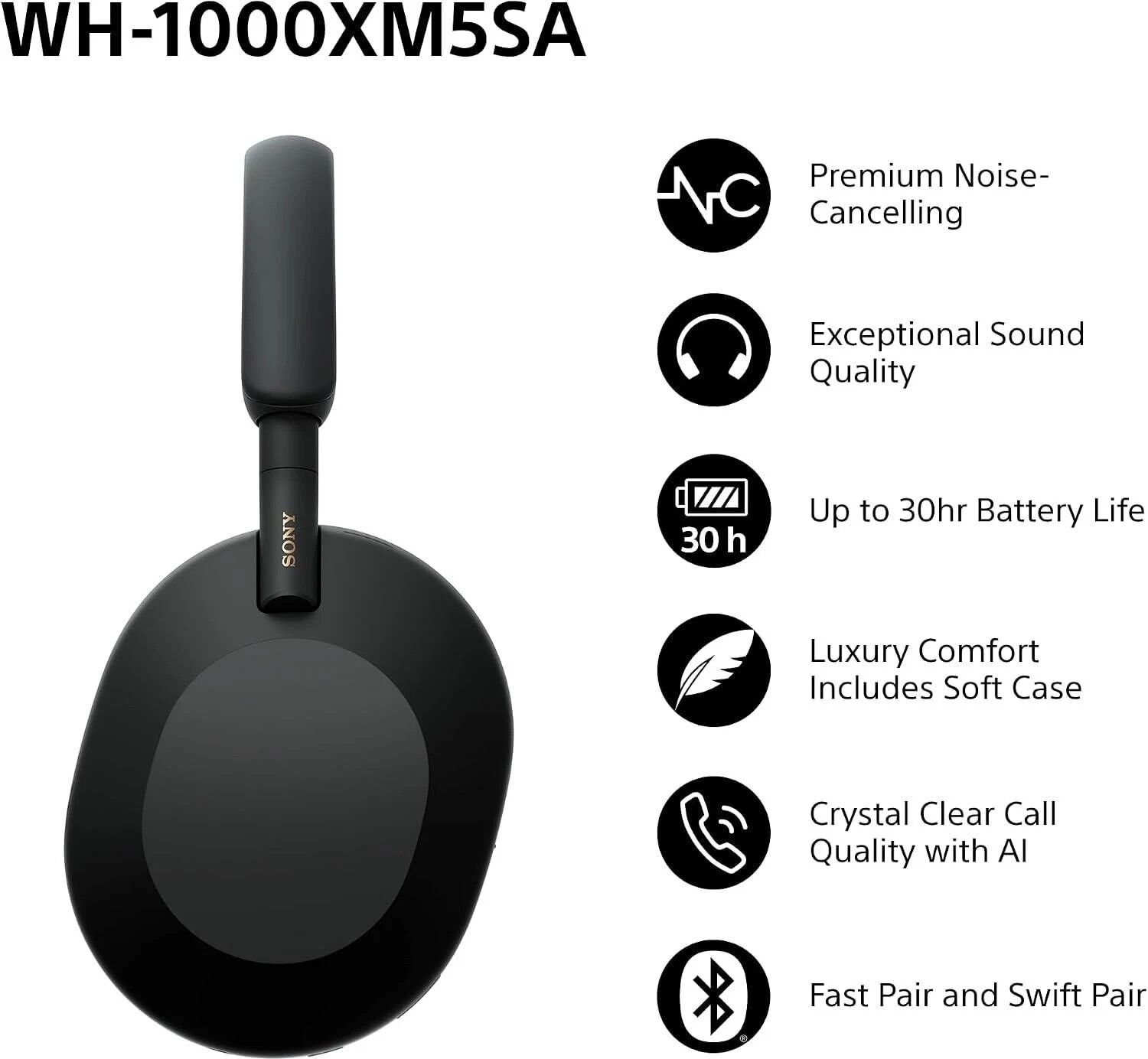 Sony WH-1000XM5SA Special Edition Wireless Noise Cancelling Over-Ear Headphones Bluetooth Hi-Res Audio - Black