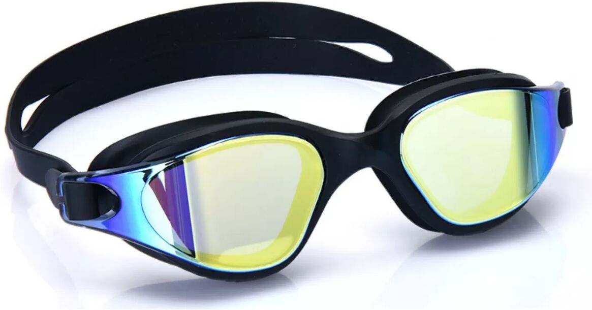 INF Einteilige Silikon-Schwimmbrille, Anti-Beschlag mit HD-UV-Linse und Aufbewahrungsbox – Weites Sichtfeld, Verstellbares Band Schwarzes Gold