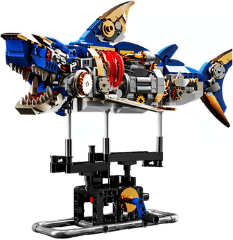 Rare Purchases Mechanical Shark Building Set, Shark Sea Life Blocks With Display Stand & Lights shark 2