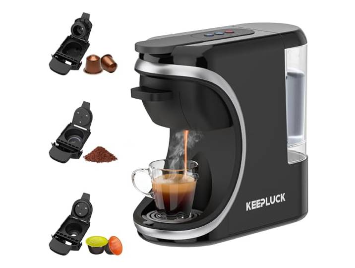 KEEPLUCK 3 in 1 Kapselkaffeemaschine für Nespresso Original/für Dolce Gusto/Pulver, kompakt und platzsparend, 600ML（ST-551）