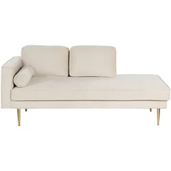 CHAISELONGUE Samtstoff beige linksseitig Miramas