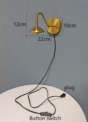 Friendly Fresh Finds Golden Curved Modern Wall Sconces LED Bedroom Light With Plug Switch button Switch