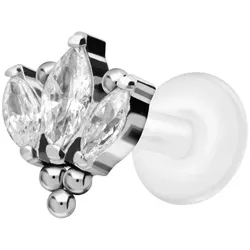 PTFE Labret mit Innengewinde + Titan-Aufsatz LOTUSBLÜTE + KUGELN