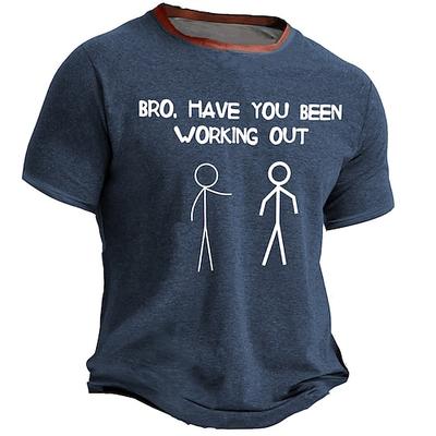 Herren Lustiges Gym T-Shirt Bruder hast du trainiert? Grafik Kurzarm Workout Tee