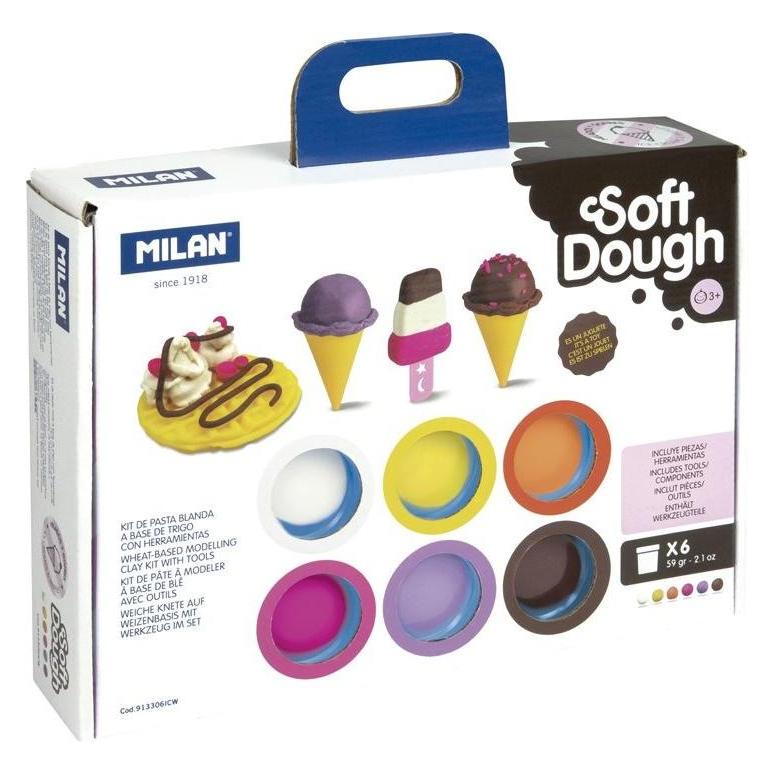 Milan o Ciastolina Eiscreme-Set zur Herstellung von Eis und Waffeln, 6 Farben x 59 g 913306ICW (913306ICW)