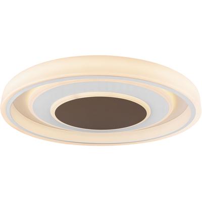 GLOBO LIGHTING Deckenleuchte "GOFFI", weiß, 1, Ø 69cm H: 10cm, 1 Stk., Leuchten, Deckenleuchte Weiß/Braun, Acryl/Opal, dimmbar, LED 72W, Deckenleuchte