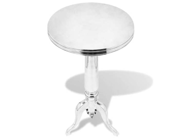 Runder Beistelltisch Alu Silber für Wohnzimmer und Schlafzimmer Aluminiumkonstruktion, Silberplatte, leicht zu reinigen, stabil, für Wohnzimmer, Flur, Schlafzimmer