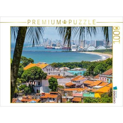 CALVENDO Puzzle Skyline Recifes im Hintergrund, Olinda, Brasilien | 1000 Teile Lege-Größe 64x48cm Foto-Puzzle für glückliche Stunden