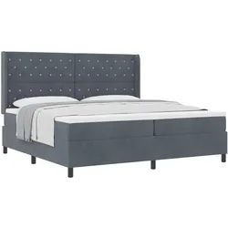 vidaXL, Boxspringbett, Boxspringbett Mit Matratze Samt Dunkelgrau (200 x 200 cm)