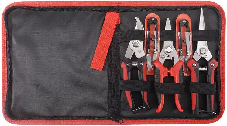 INF Fünfteiliges Gartenscheren-Set mit Segeltuchtasche