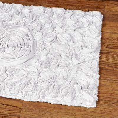 Home Weavers Inc Bellflower Rectangle Bath Rug 34 x 21, 34 x 21, White