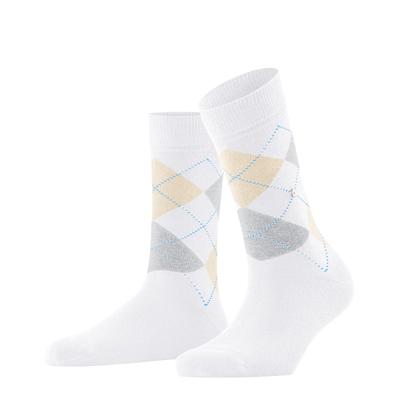 Socken BURLINGTON "Queen", Damen, Gr. 41, weiß, Baumwollmischung, Argyle-Muster, Socken Socken, Einheitsgröße 36-41, Argyle-Muster, gekämmte Baumwolle