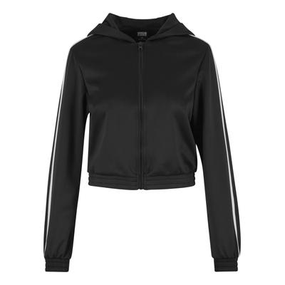 Langmantel URBAN CLASSICS "Urban Classics Ladies Cropped Track Jacket", Damen, Gr. XXL, schwarz, 100% Polyester, Mäntel