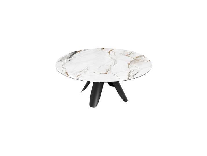 Ausziehbarer Designer Esstisch „Grande Ajaccio“ 115-190 x 190 cm Keramik Fiorentino glänzend Akante Design