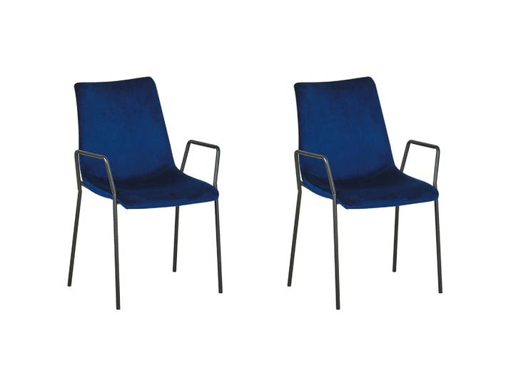 STUHL 2er-Set Samtstoff Blau Jefferson