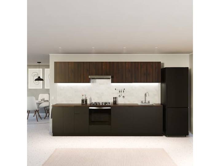Blumfeldt Küchenschrank Mit Arbeitsplatte - Geschirrspülerschrank Mit 30 mm MDF, Melaminbeschichtet, Nachhaltig, Schwarz-Walnuss, Einfache Montage, Küchenunterschrank