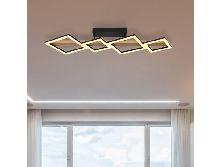 Globo LED Deckenlampe Dustin, Holz dunkel, für Wohn- / Esszimmer, Metall, LED Deckenleuchte