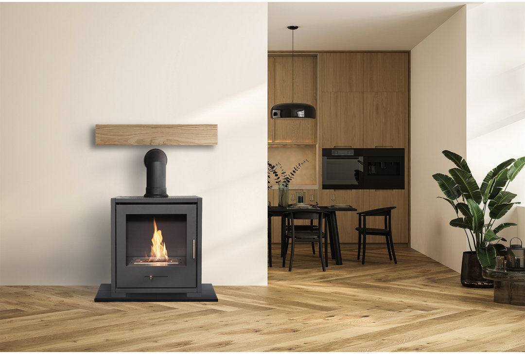 Addison Belfry Heating 52 cm W Black Bio-Ethanol Stove Black 83cm H X 52cm W X 35cm D