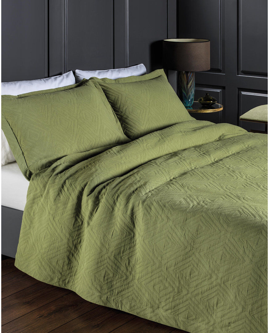 Ebern Designs Camaron Cotton No Pattern Bedspread Olive Green Super King Bedspread