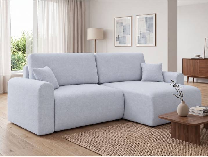 Ausziehbares beidseitig verwendbares Ecksofa NORDEN PAROS 250x140 cm, hellgrau