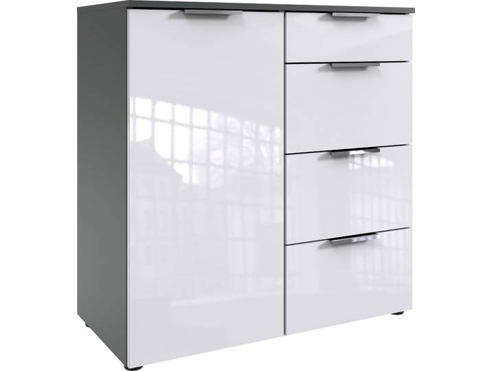 Kombikommode, 81x84x41 cm, Spanplatte, Grau, Hochglanzfront, Modern, Wimex