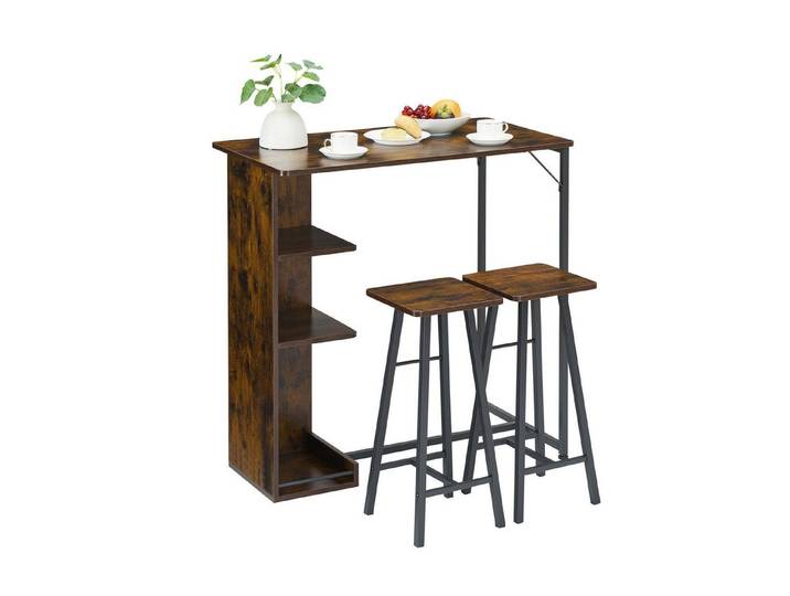 GarveeMore Esstisch Kleines Bartisch- und Stuhl Set für 2, 3-teiliges Bartisch Set