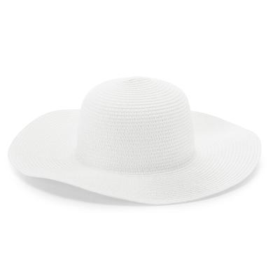 Strohhut LASCANA "Sonnenhut, Sommerhut, Kopfbedeckung, Hut", Damen, weiß, Stroh, unifarben, Hüte Strohhut, im eleganten Look mit breiter Krempe