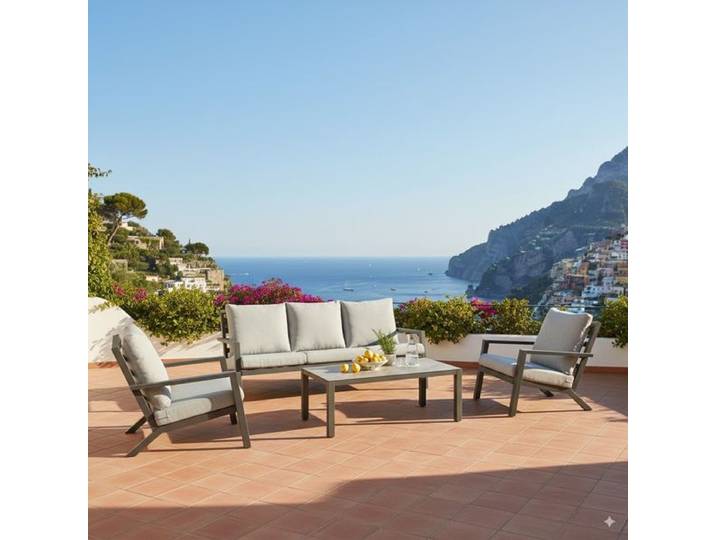 Hartman Carmel Loungeset inkl. Loungetisch Aluminium/Spun Polyester Dunkelgrau Hellgrau