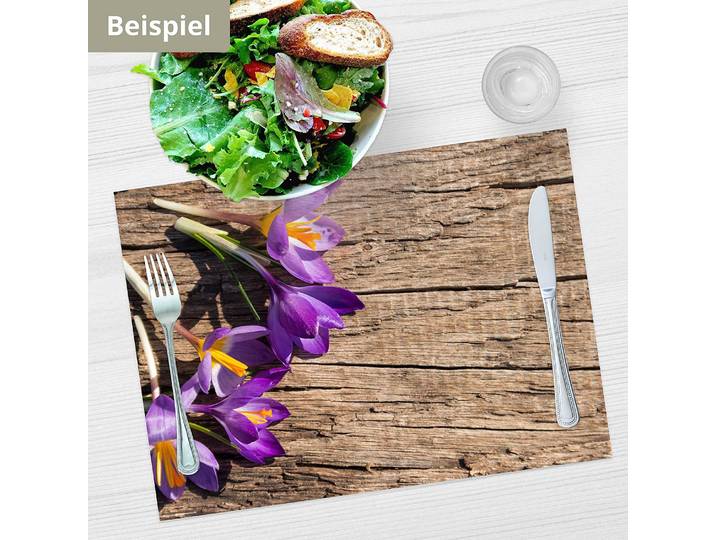 Tischset Krokusse auf Holz 12er-Set 44 x 32cm Multicolor