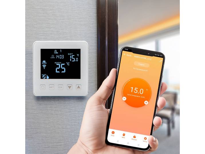 WLAN-Thermostat für Fussboden Heizungen, Steuerung per App, Siri, Alexa & GA