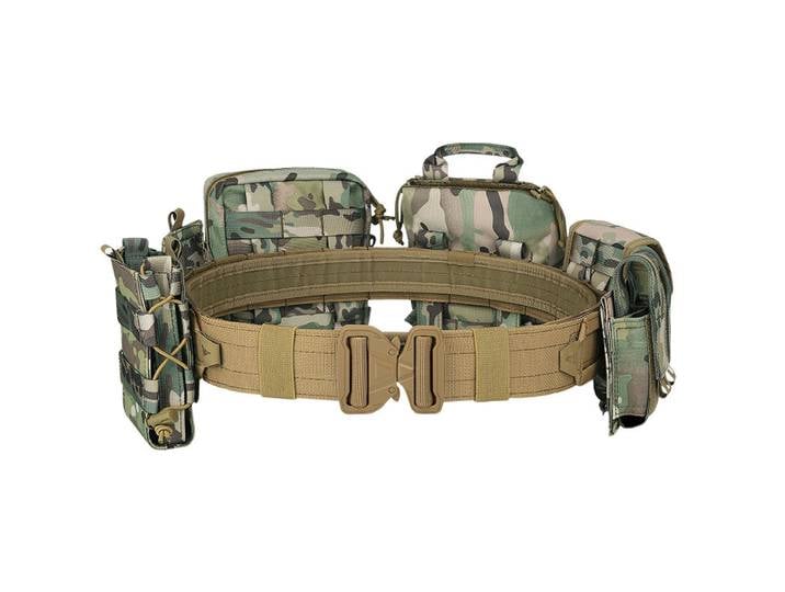 Gilet tactique, ceinture utilitaire de combat tactique, sac de taille tactique, ceinture de combat ATFG MOX camouflage Molle 8 en 1 avec pochettes