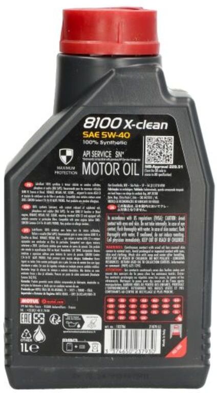 Moottoriöljy Motul 102786 8100 X-Clean 5w40 C3 1l