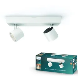 Weißer Philips myLiving 2-flammiger LED Spot Star mit WarmGlow dimmbar warmweißes Licht