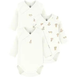 Petit Bateau 3er-Pack Wickelbodys langarm Bären, natur | beige, 50