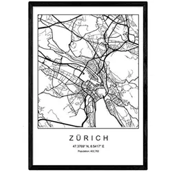 POSTER Zürich Skandinavischen Stil A3 Rahmenlos