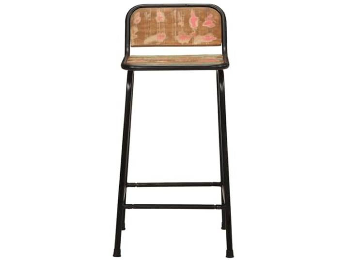 POUFGDR Barhocker, Massivholz, recycelt, 2-teilig, 46 x 35,5 x 80 cm Einzigartiges Altholz, stabile Metallbeine, bequeme Rückenlehne, integrierte Fußstütze, max. Belastung 110 kg