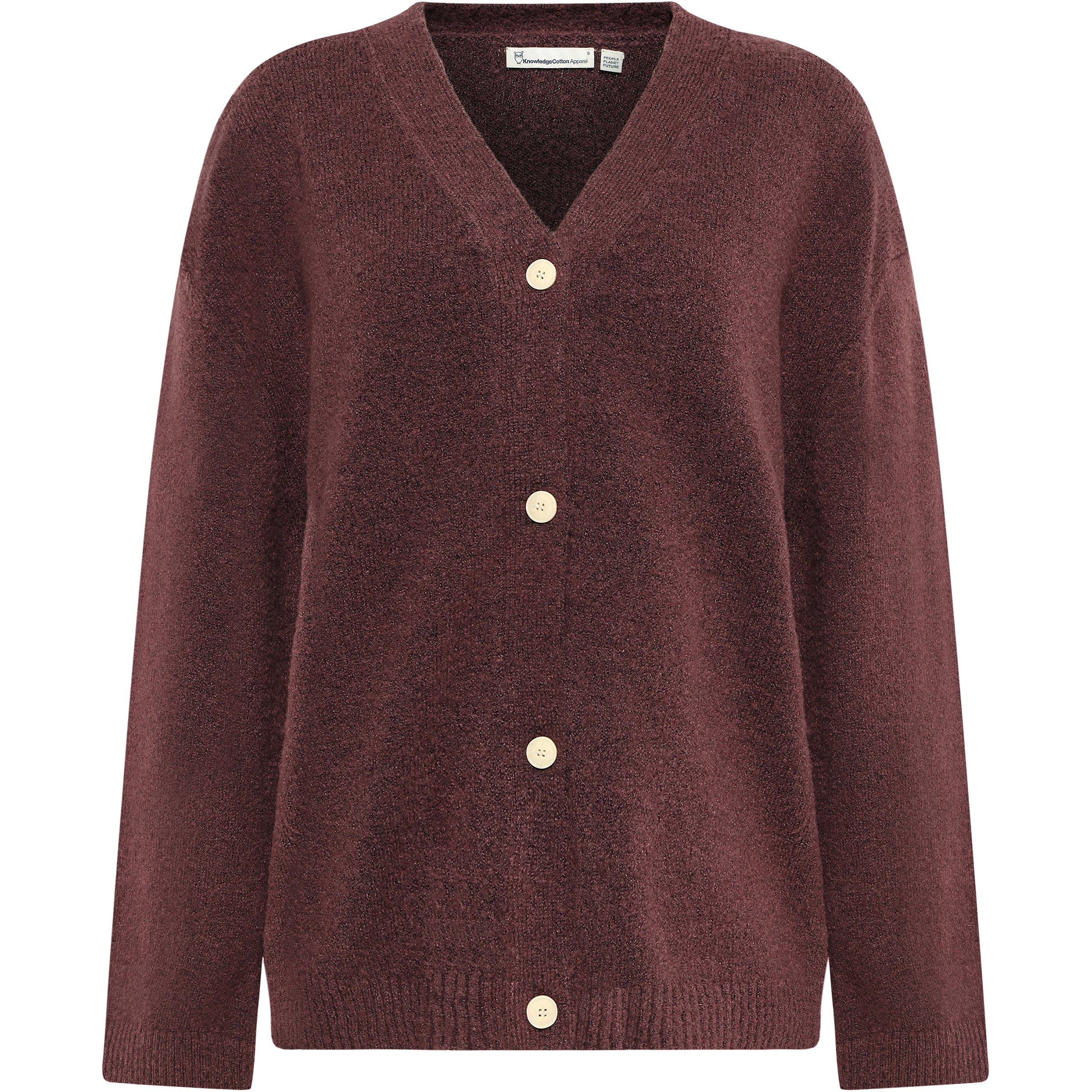 KnowledgeCotton Apparel Soufflé Yarn Cardigan Damen Freizeitjacke, Parkas braun Größe L Lifestyle Elastisch