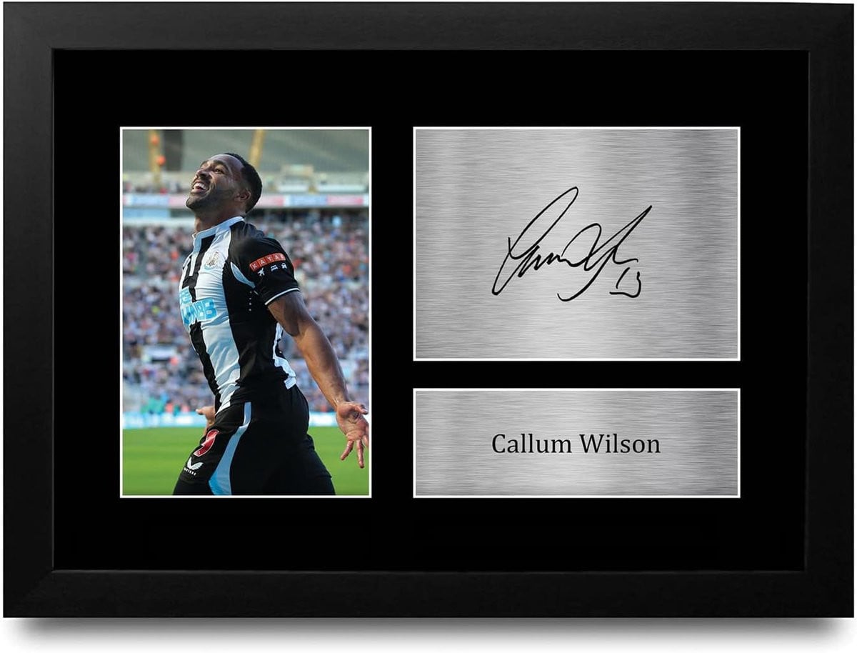 Ingelijste A4 Foto met Gedrukte Handtekening Callum Wilson voor Voetbalfans