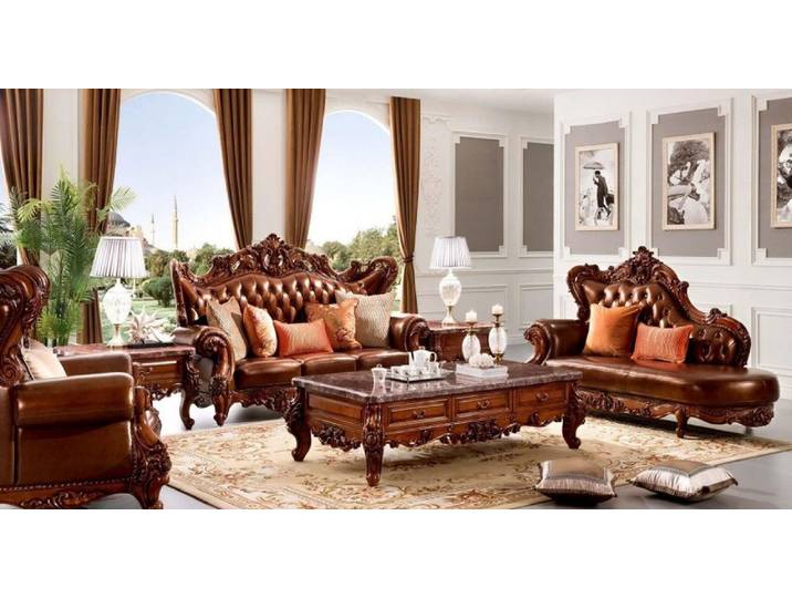 JVmoebel Polstergarnitur JVMoebel Kunstleder Sofa in Chesterfield-Optik, braun, (Set, 3-tlg)