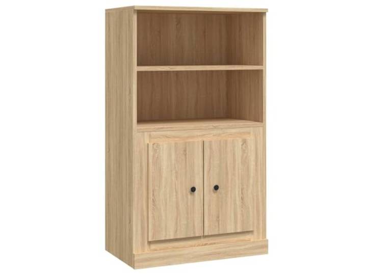 GHVBNMF Highboard Sonoma-Eiche 60x35,5x103,5 cm Holzwerkstoff Schrank Kompakter Beistellschrank für Wohnzimmer und Flur mit viel Stauraum sowie praktischer Stellfläche für Dekoration.