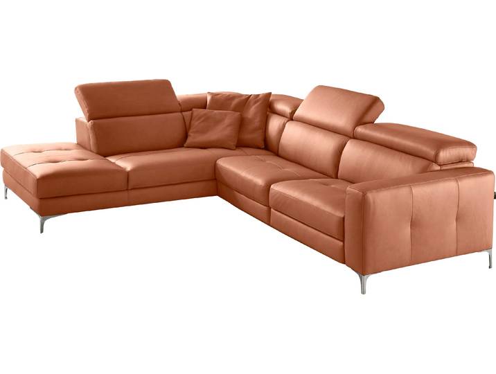 Ecksofa, Leder BULL, Rot (Brick), 285×221 cm, Hoher Sitzkomfort, L-Form, EGOITALIANO